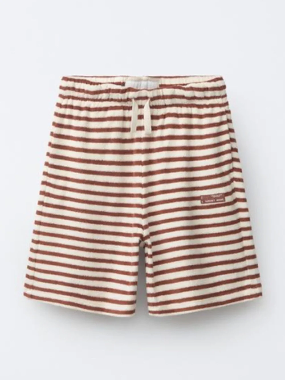 Zara Towel Effect Striped T-Shirt & Bermuda Set. Size 8-9. Color Burgundy/cream - Picture 5 of 10